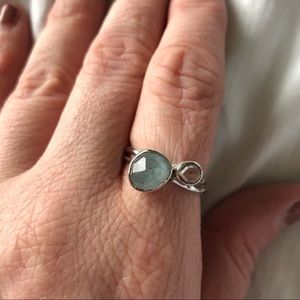 Monica Vinader Aquamarine & White Topaz Rings 7.5